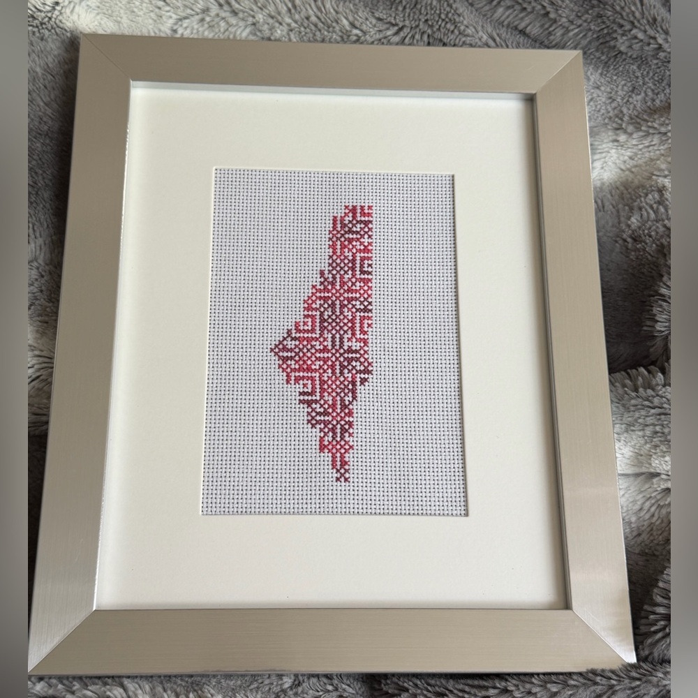 Palestine map  Cross Stitch Art - Red Pattern